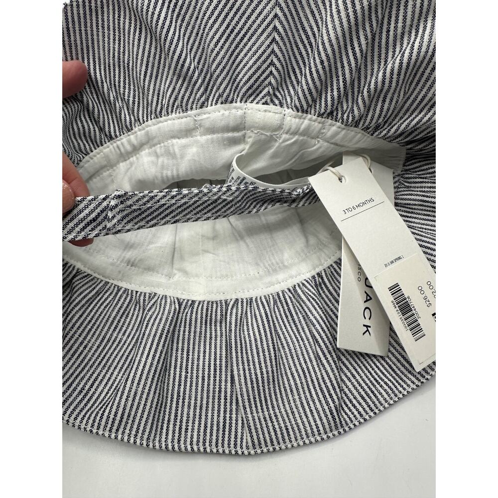NEW Janie & Jack infant sun hat size 3-6 months Linen Blend Striped $22 Bow B16 - Picture 4 of 5